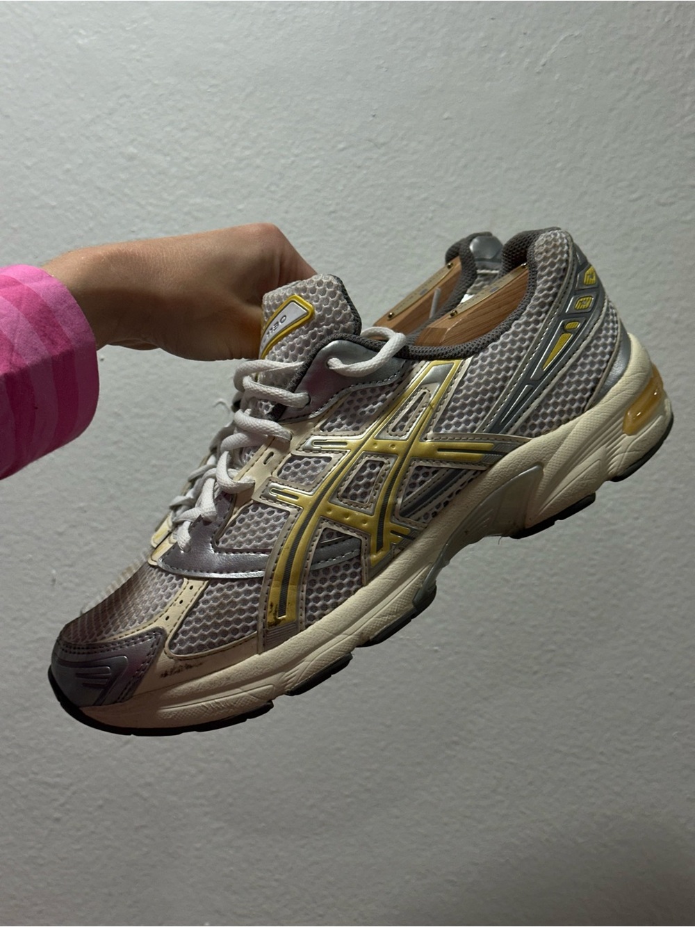 Asics Mesh Running Sneakers in Gray and Yellow